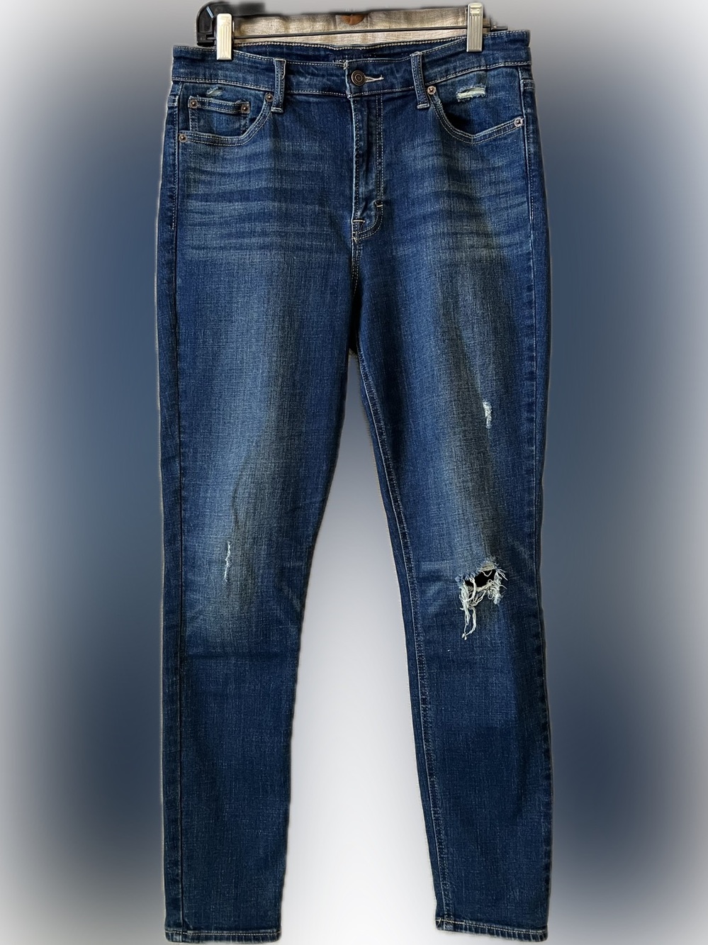Lucky Brand Bridgette high rise skinny dark wash distressed jeans Nice! 10/ 30
